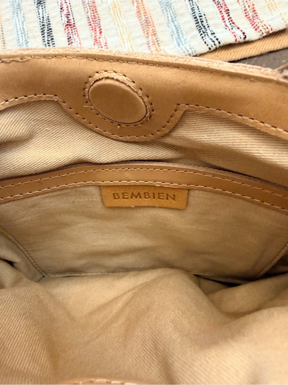 Bembien Ella Woven Leather Bucket Bag Tote + Bonus Bag Scarf - Like New - Picture 13 of 16